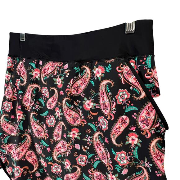 Lands End Board Skort Womens 4 Black Paisley Floral Quick Dry Active Swim Skirt - Picture 3 of 13